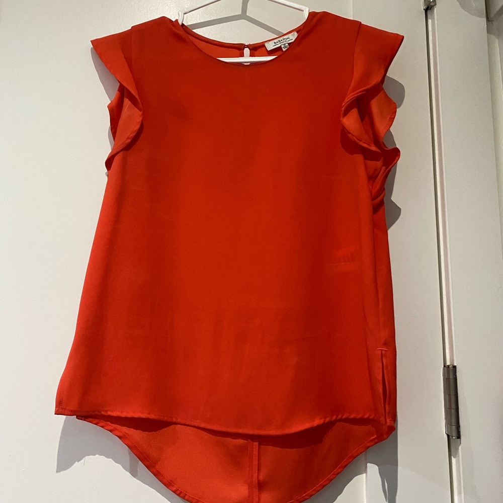 Aritzia red silk shirt